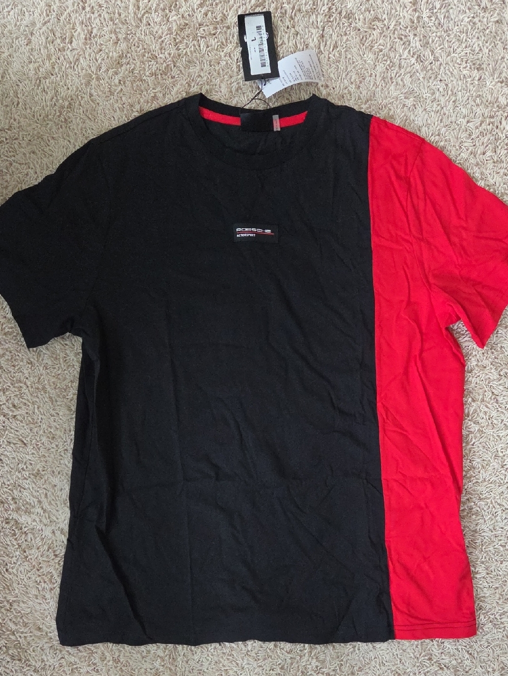 Men's Porsche Black and Red Crew Neck T-Shirt